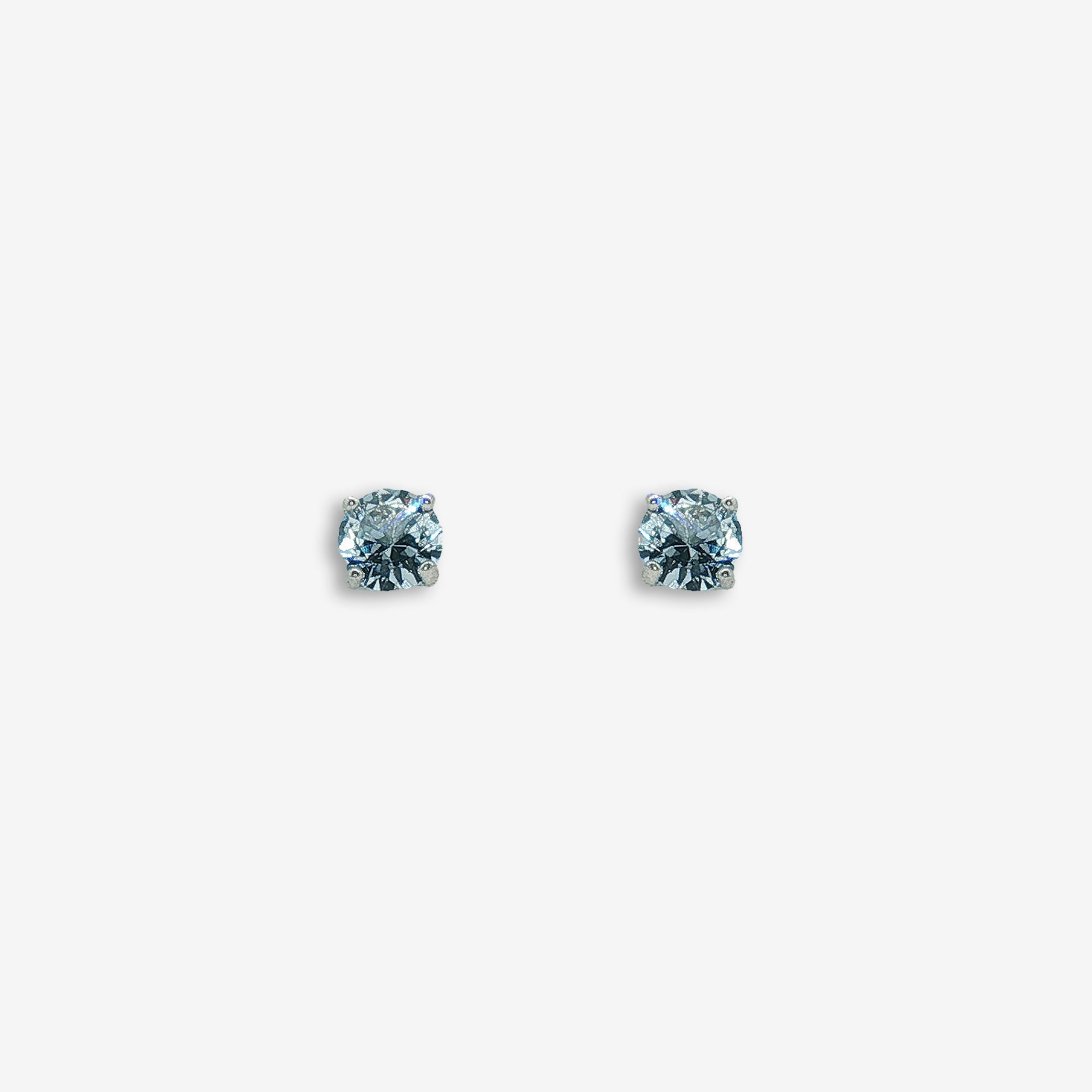 Grace & Co Silver 4-Claw Blue Stone 5mm Stud Earrings