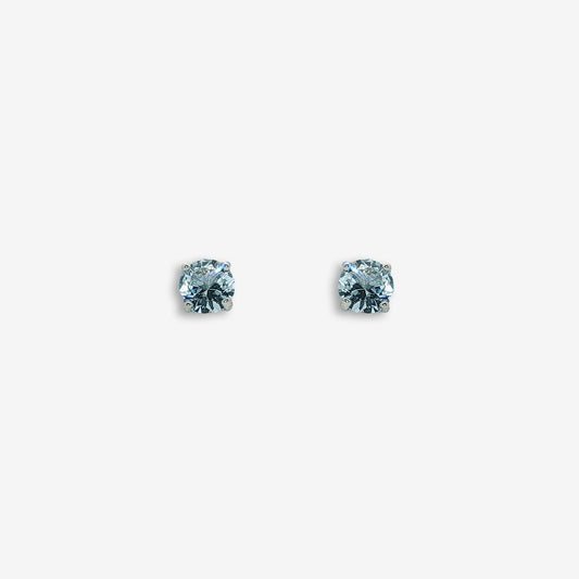 Silver 4-Claw Blue Stone 5mm Stud Earrings