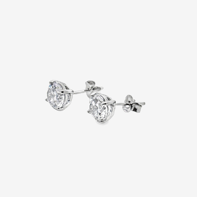 Silver & CZ 5mm Claw Set Stud Earrings