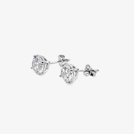 Silver & CZ 5mm Claw Set Stud Earrings