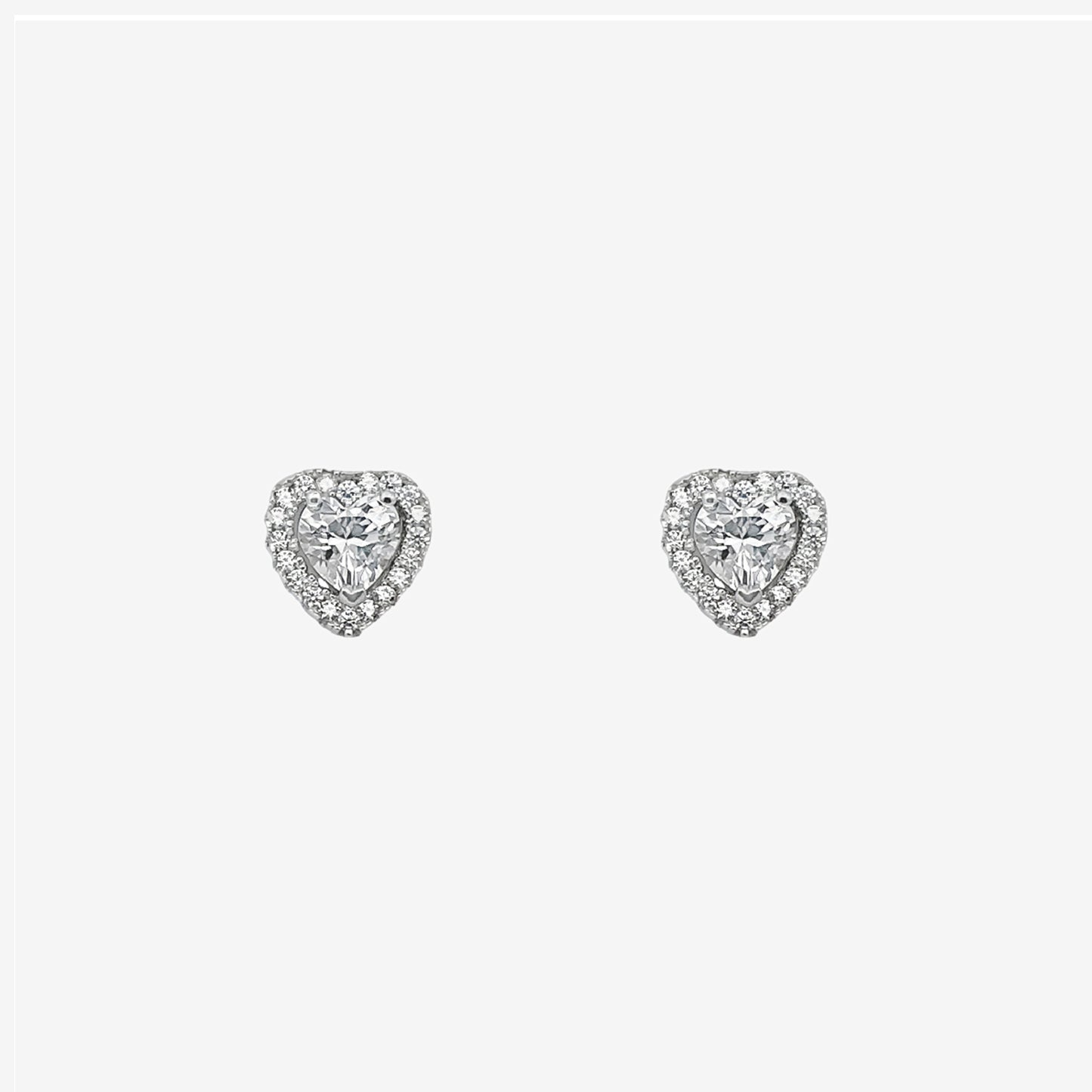 Silver & CZ Angelic Heart Stud Earrings