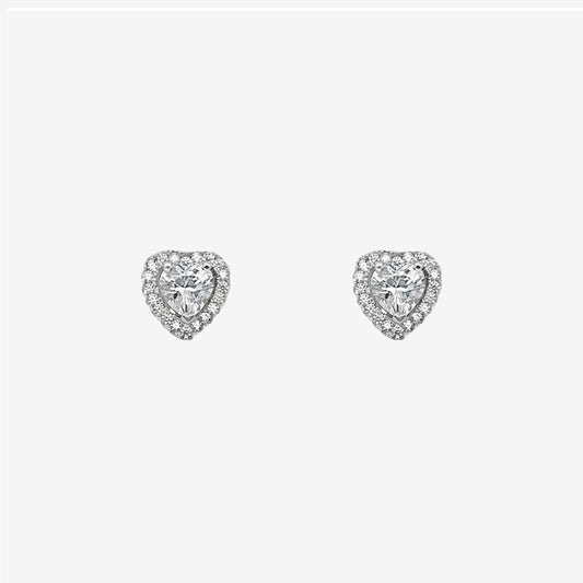Silver & CZ Angelic Heart Stud Earrings
