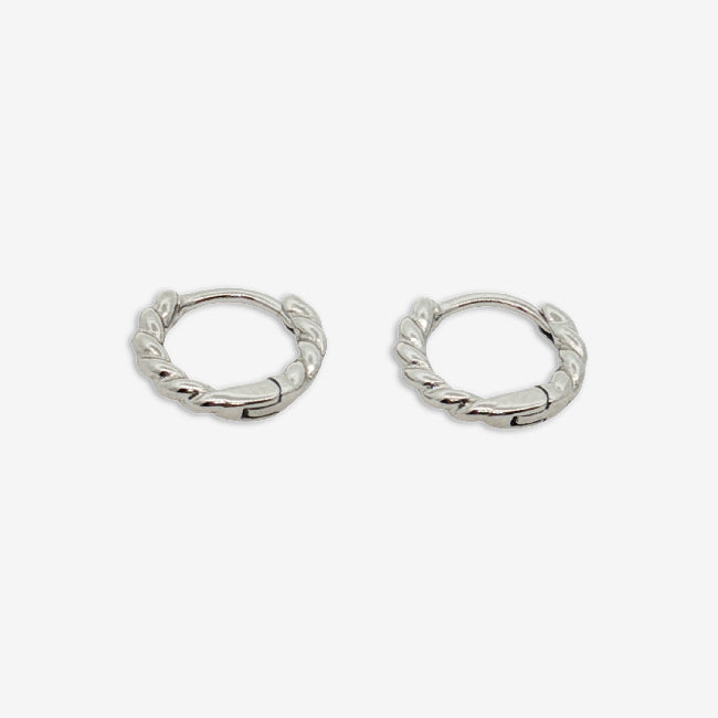Silver Rope 10mm Sleeper Hoop Earrings
