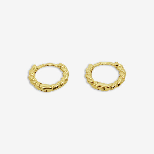 Gold Rope 10mm Sleeper Hoop Earrings