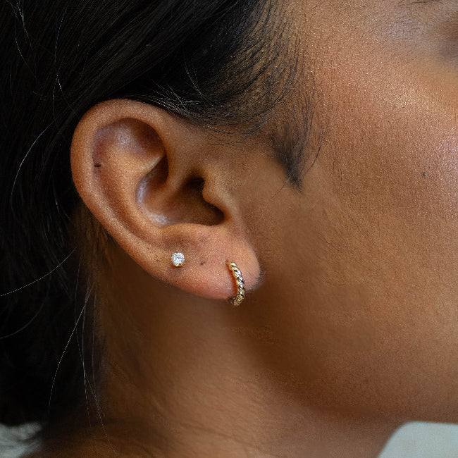 Grace & Co Gold Rope 10mm Sleeper Hoop Earrings