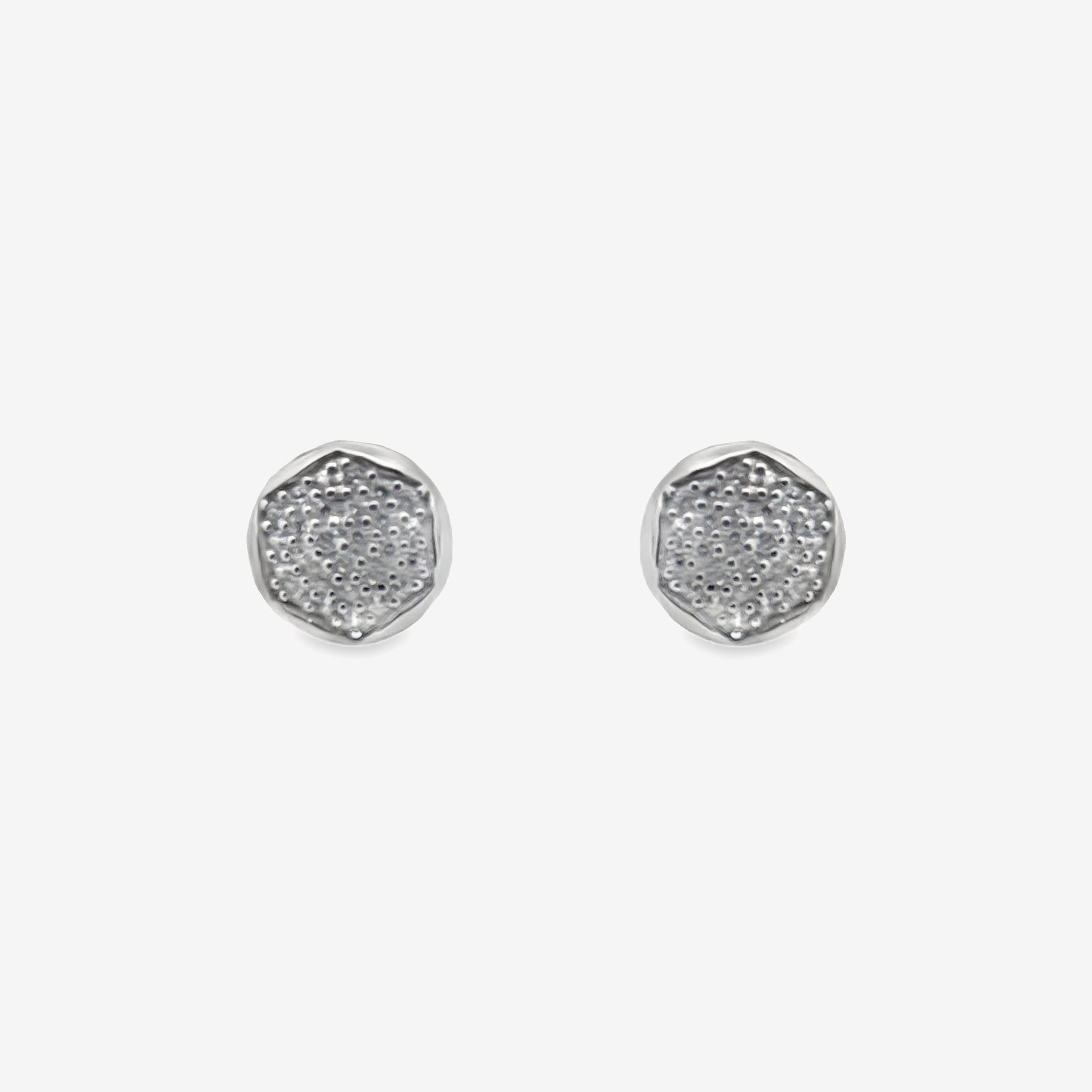 Grace & Co Silver Large Hexagon Pave Stud Earrings
