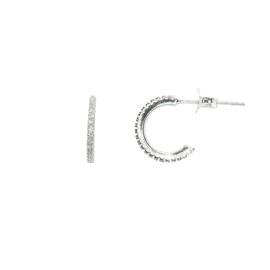 Silver Small CZ Half-Hoop Stud Earrings