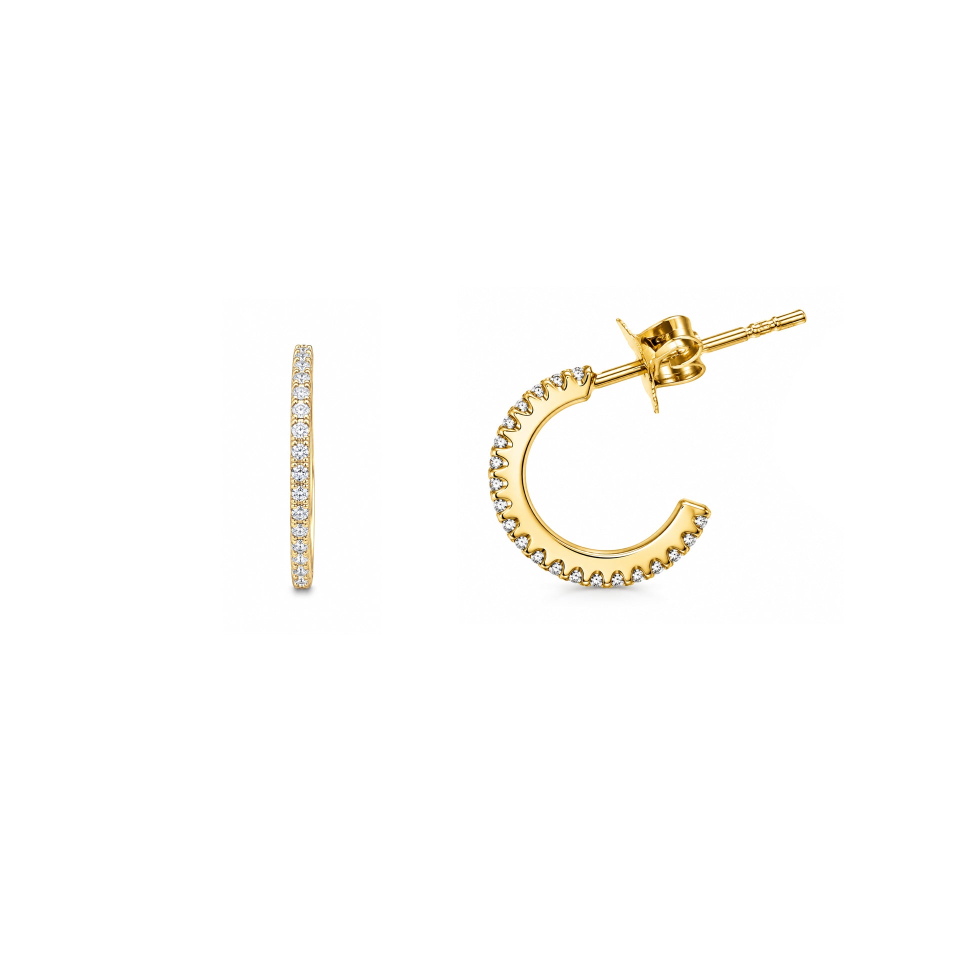 Grace & Co Gold Small CZ Half-Hoop Stud Earrings
