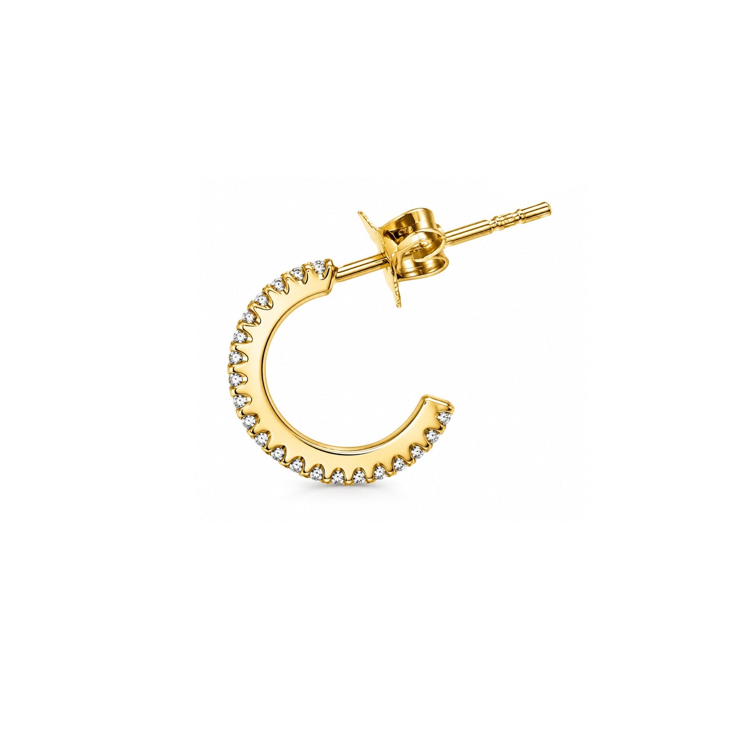 Gold Small CZ Half-Hoop Stud Earrings