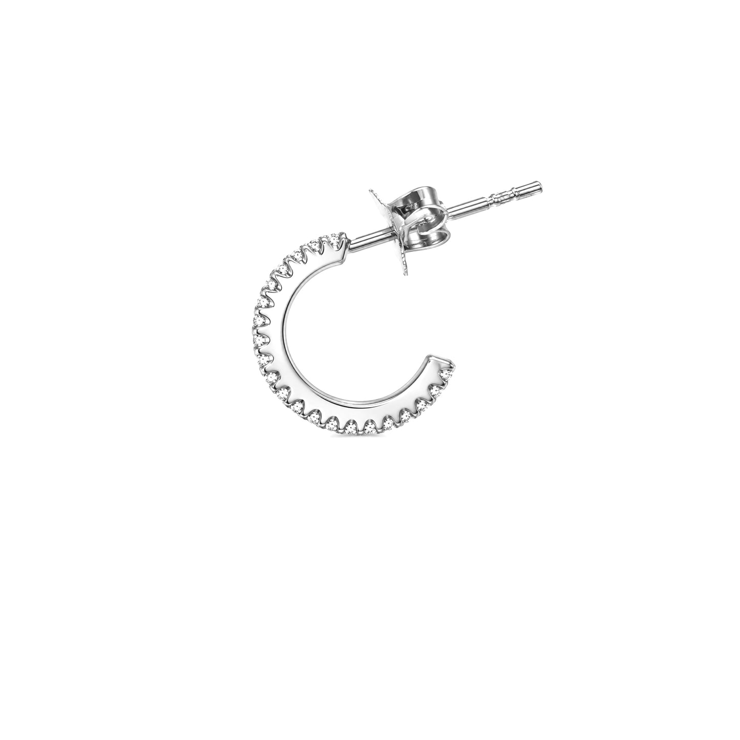 Silver Small CZ Half-Hoop Stud Earrings