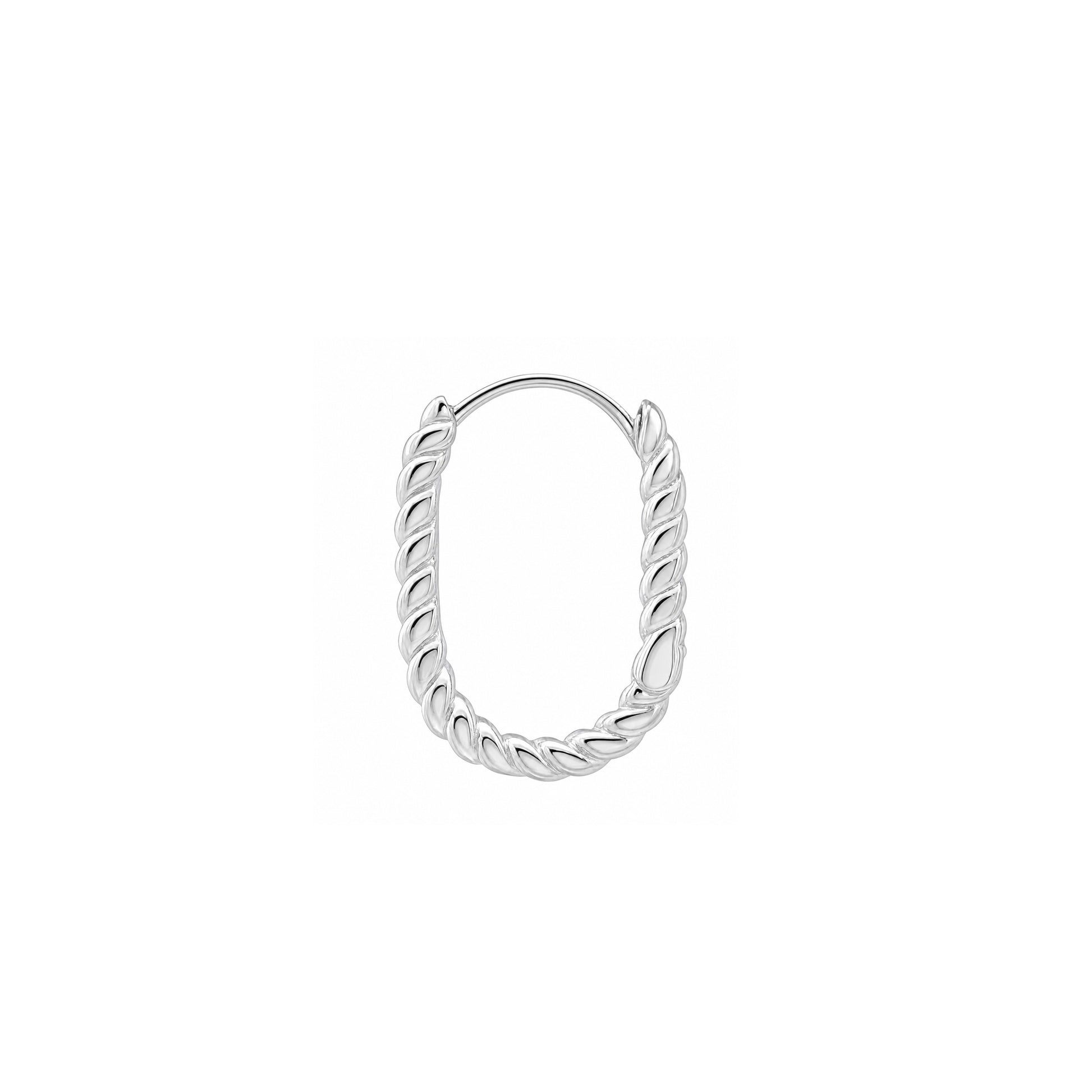 Grace & Co Silver Oval Rope Hoop Earrings