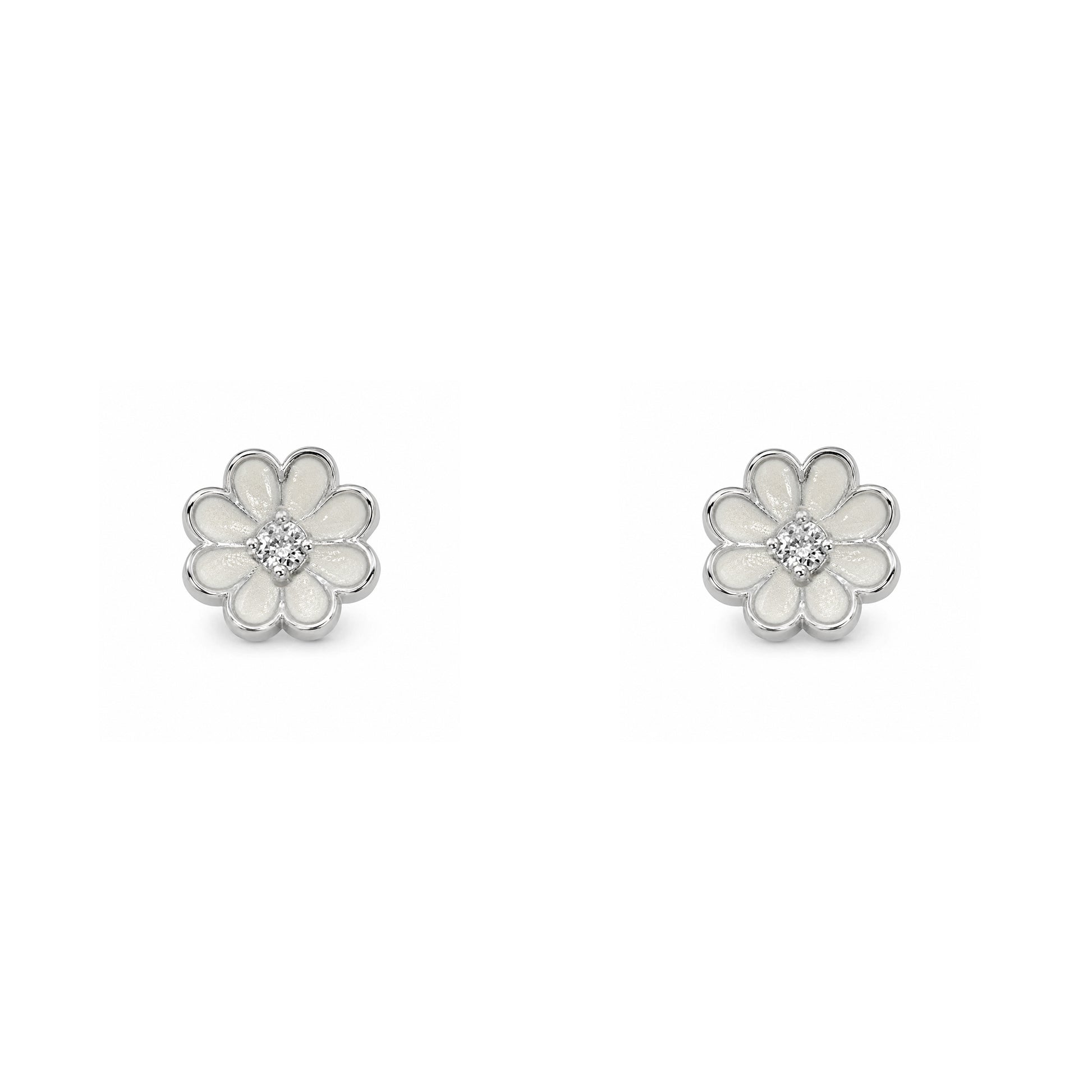 Grace & Co Silver & Enamel Flower Stud Earrings
