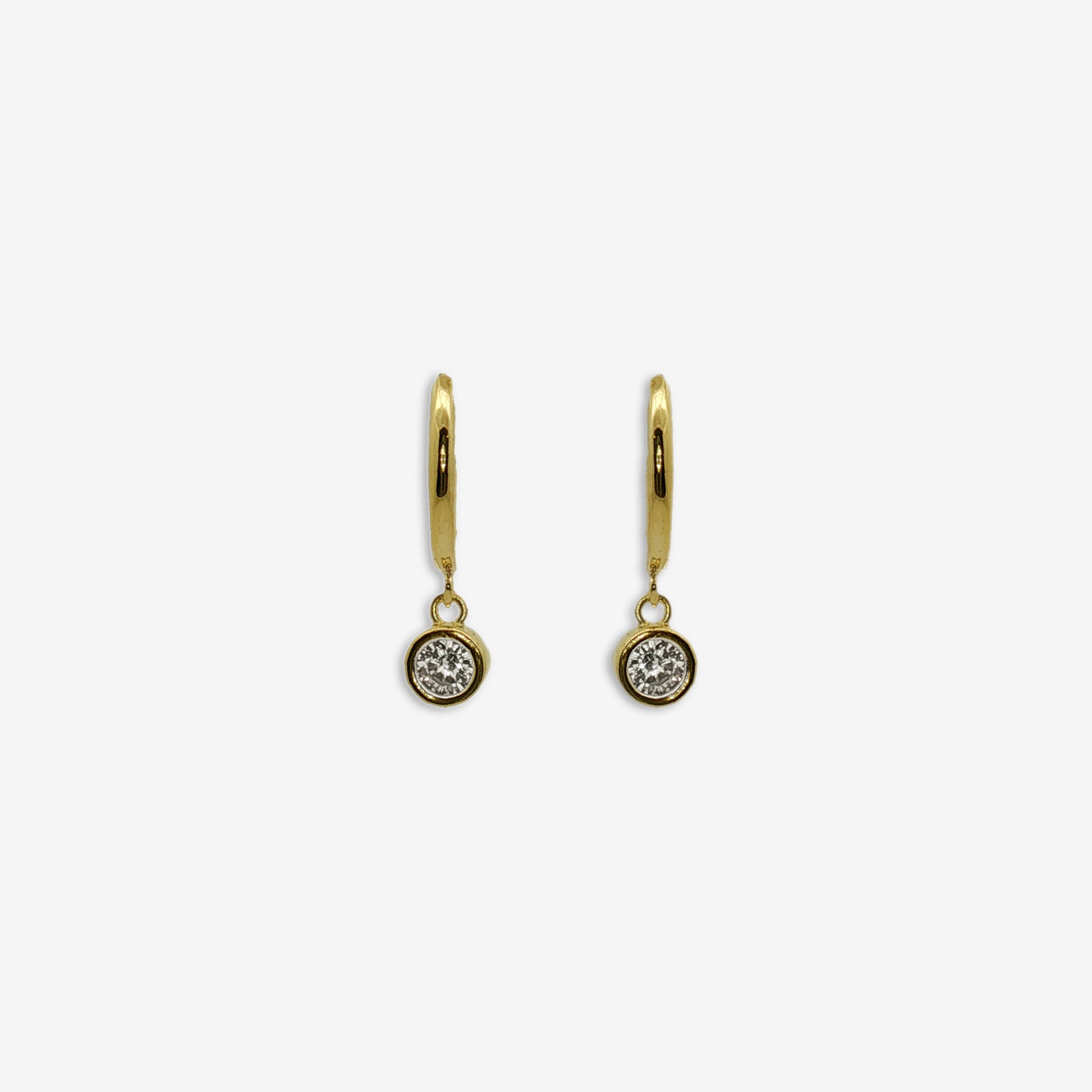 Grace & Co Gold Small CZ Pendant Hoop Earrings