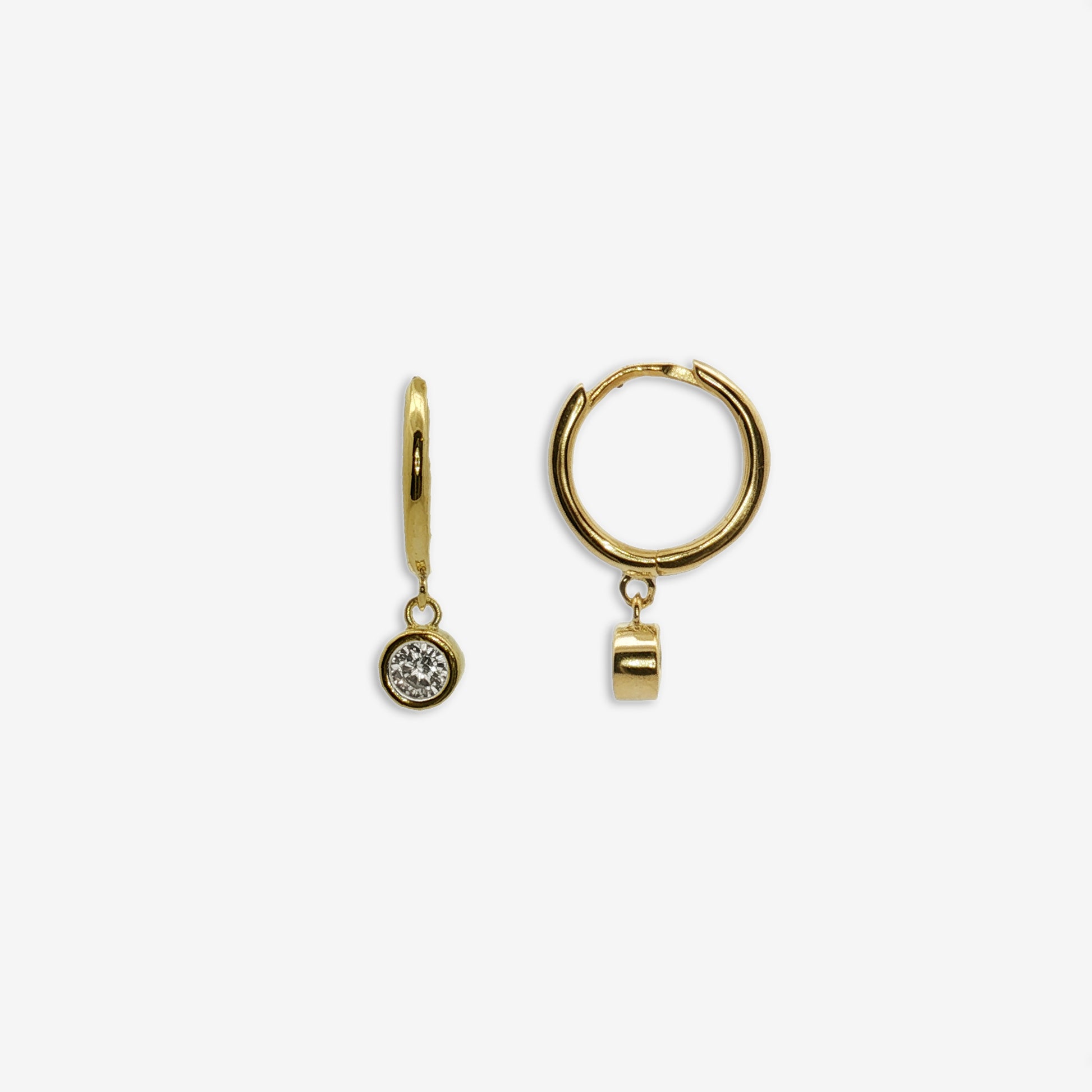 Grace & Co Gold Small CZ Pendant Hoop Earrings
