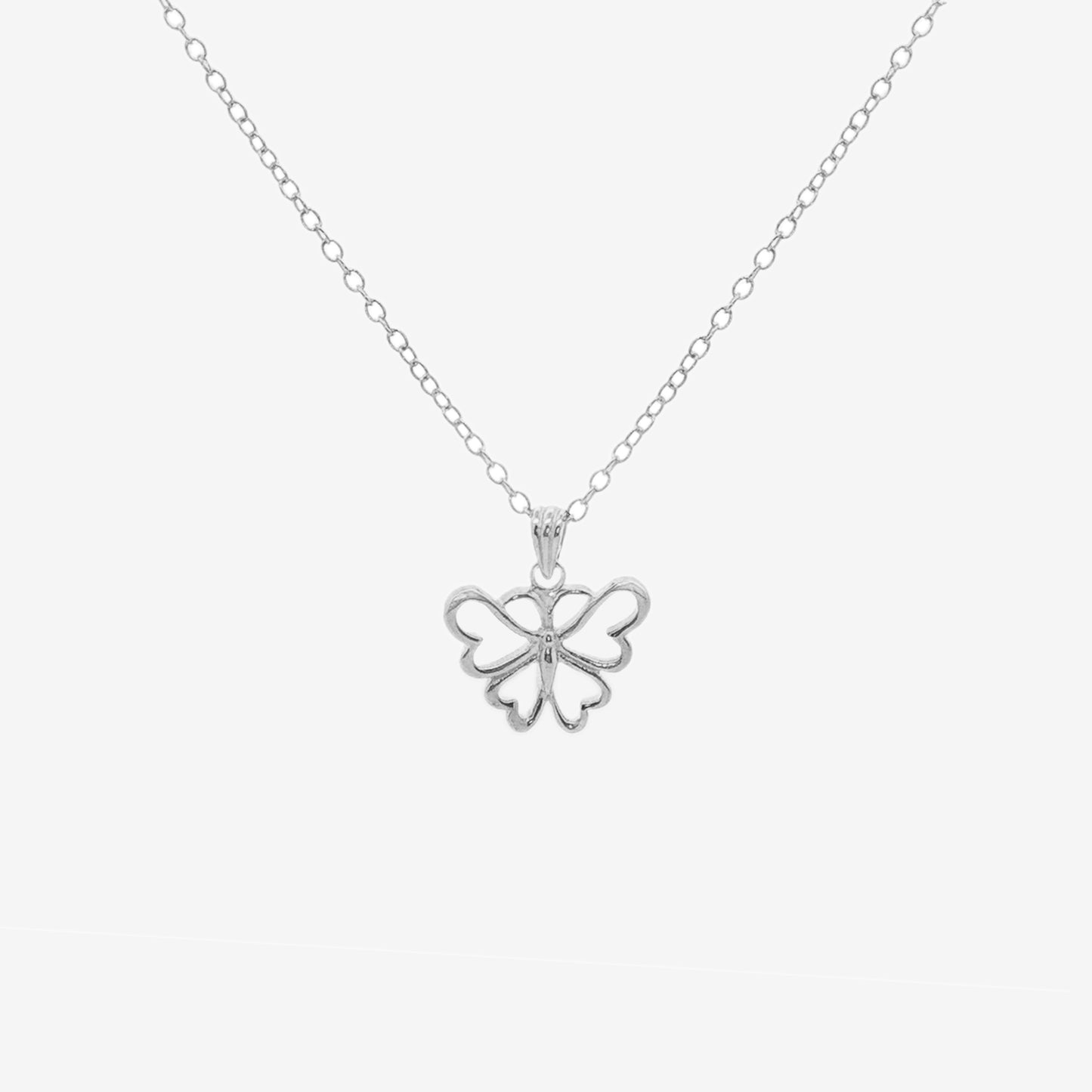 Silver Openwork Butterfly Pendant Necklace
