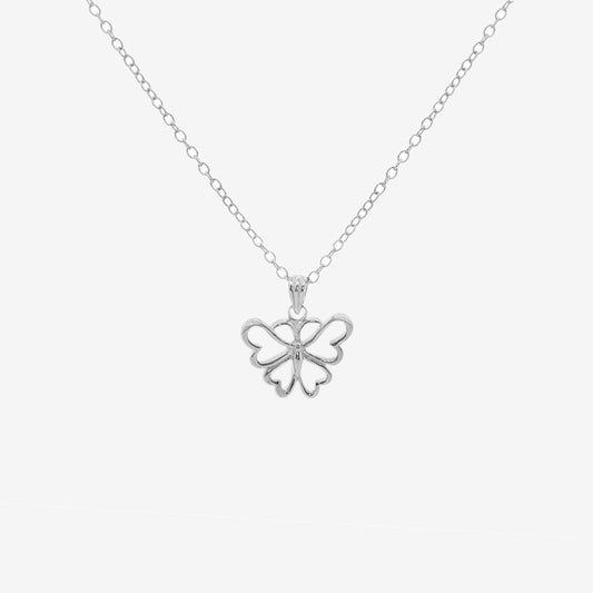 Silver Openwork Butterfly Pendant Necklace