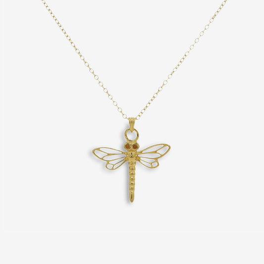 Gold Openwork Dragonfly Pendant Necklace