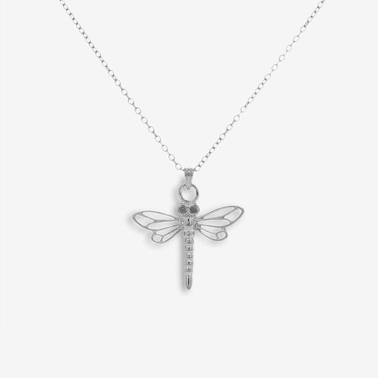 Silver Openwork Dragonfly Pendant Necklace