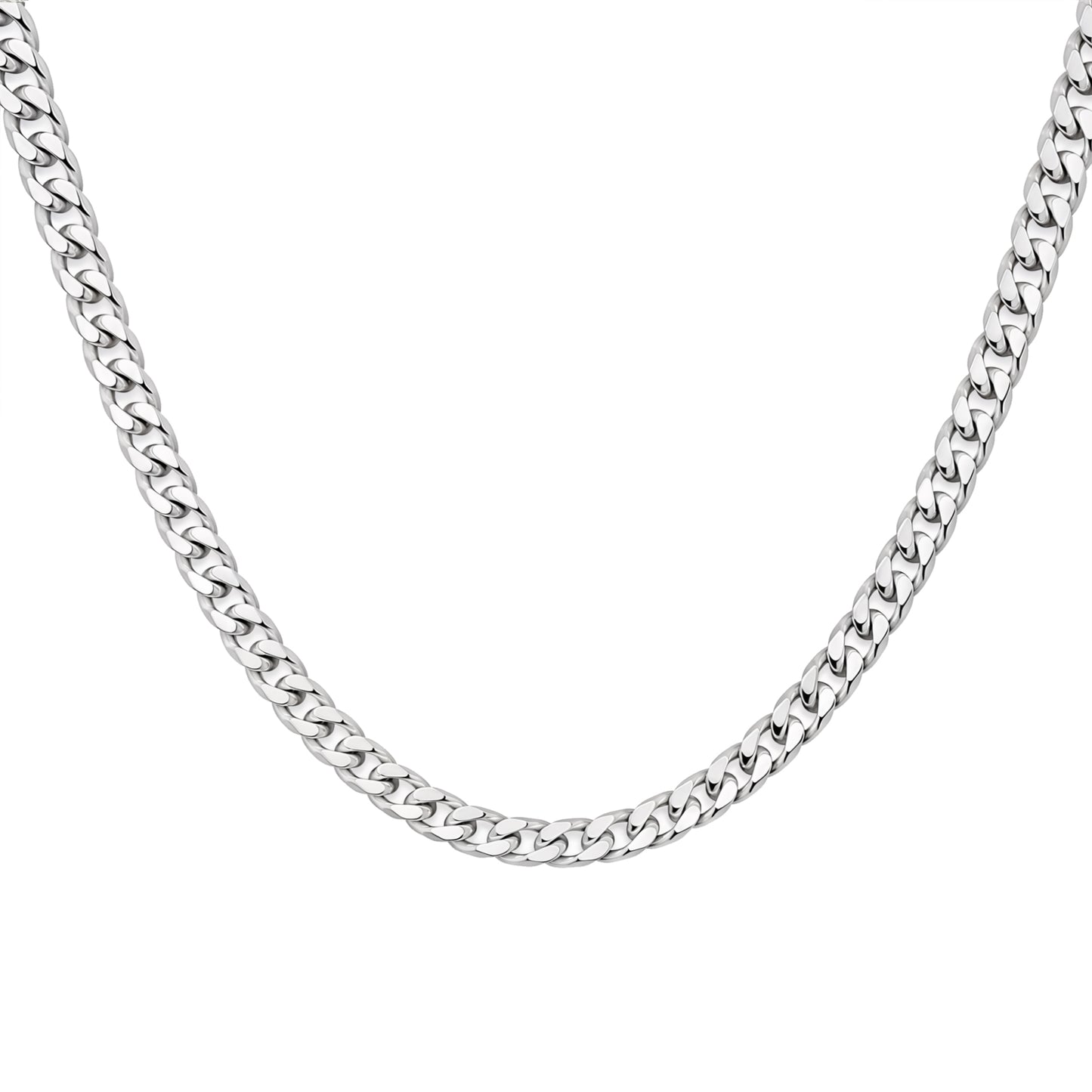 Men's Chunky Diamond-Cut 6.5 mm Flat Curb Chain Necklace, 55cm