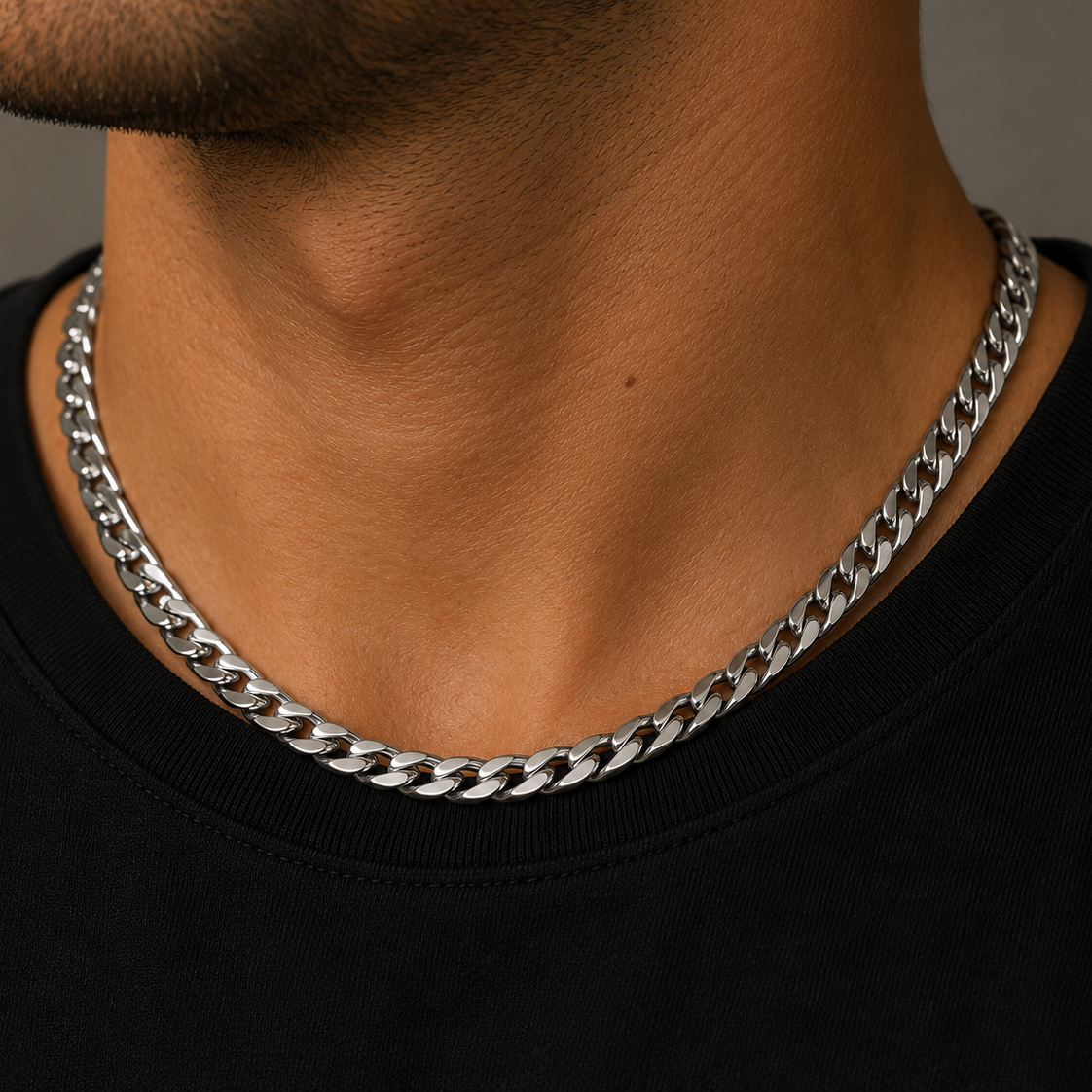 Men's Chunky Diamond-Cut 6.5 mm Flat Curb Chain Necklace, 55cm