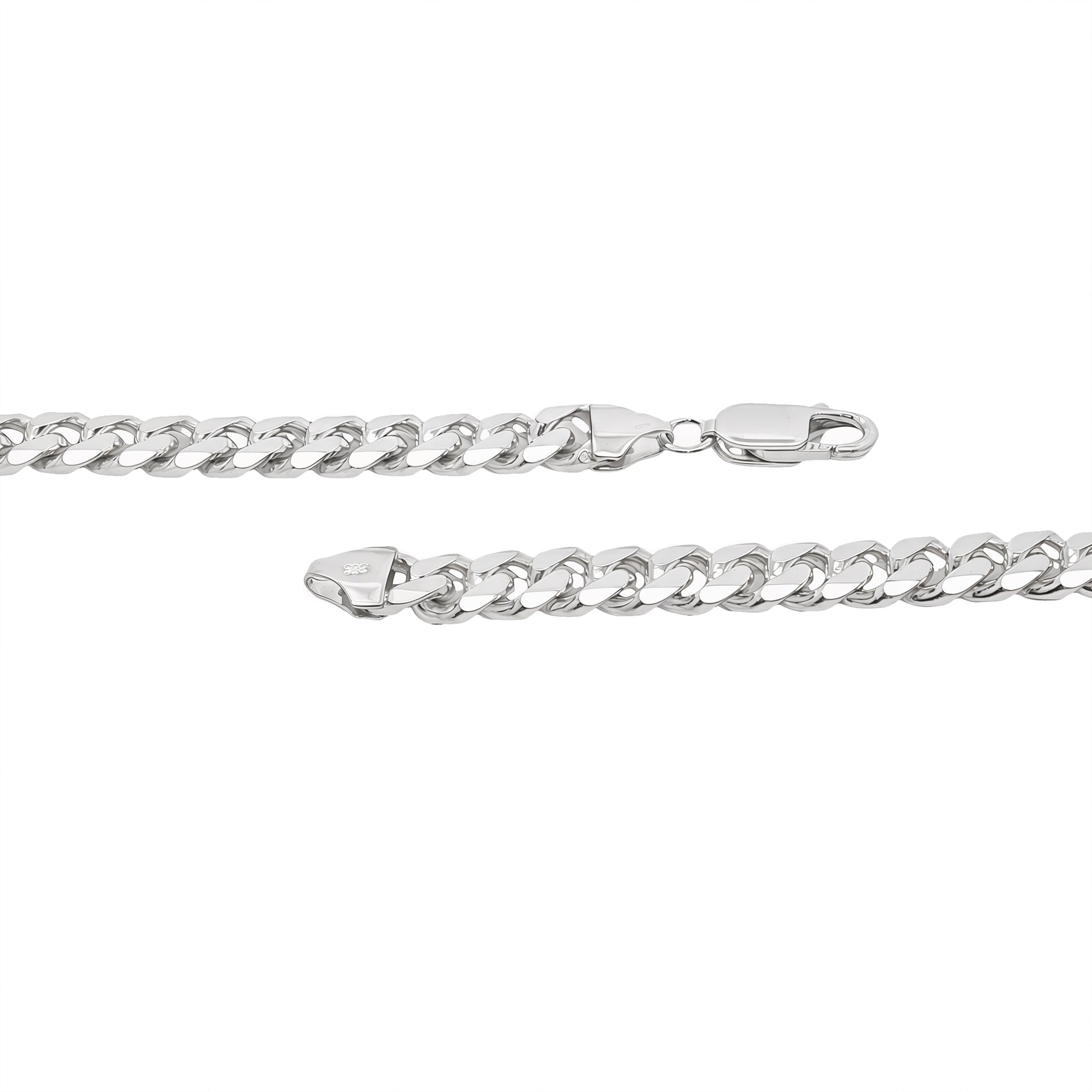 Grace & Co Men's Chunky Diamond-Cut 6.5 mm Flat Curb Chain Necklace, 55cm