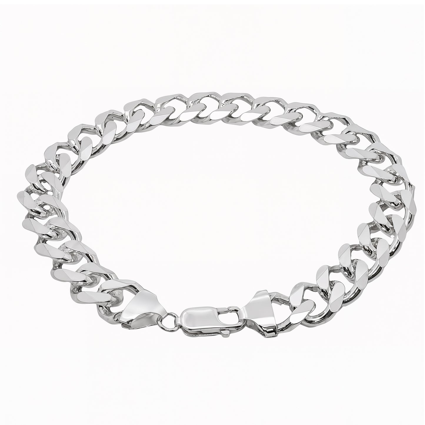 Men's Chunky Diamond-Cut Flat Curb Bracelet, 20cm