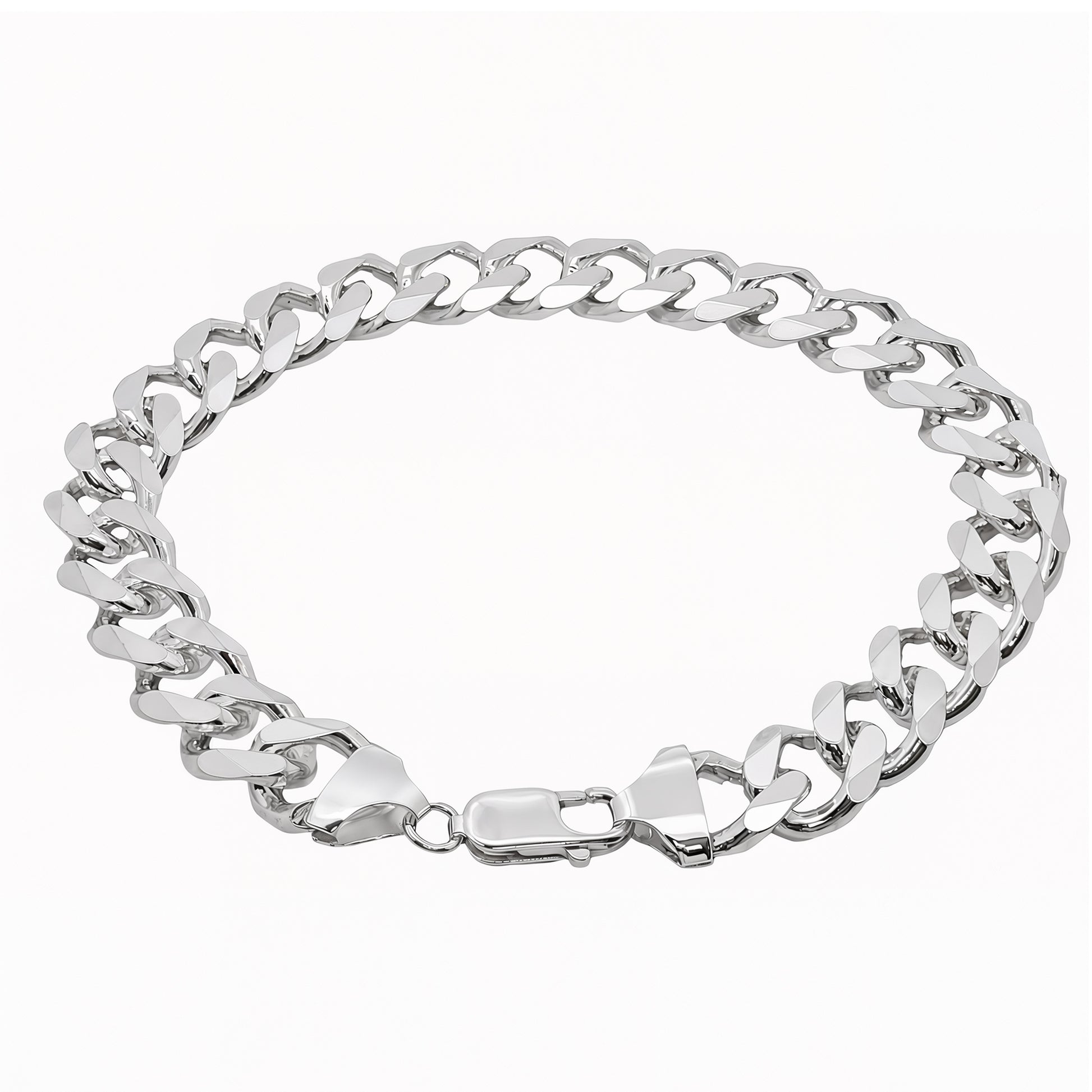 Grace & Co Men's Chunky Diamond-Cut Flat Curb Bracelet, 20cm