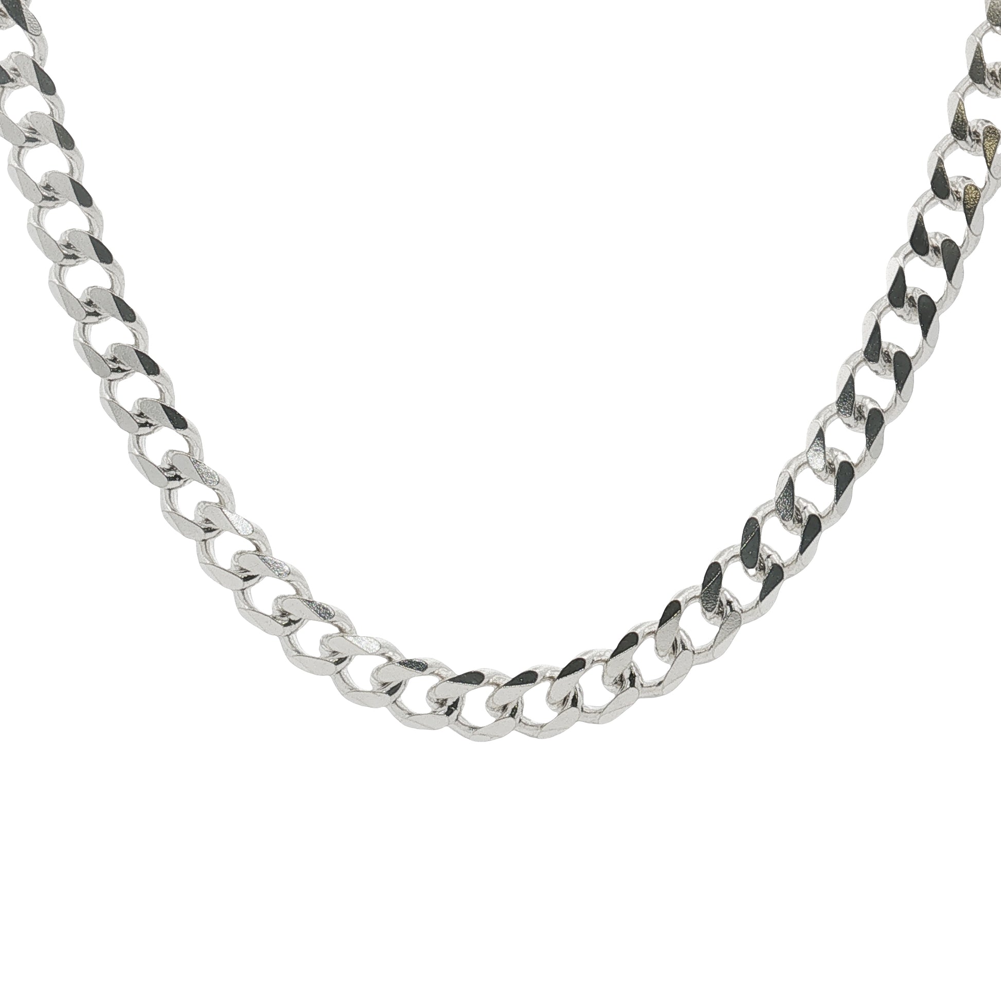 Grace & Co Men's Chunky Heavy Diamond-Cut 9.5mm Flat Curb Chain Necklace, 55cm