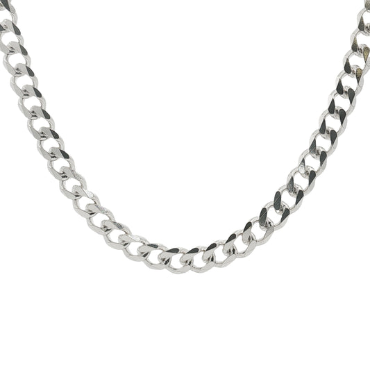 Men's Chunky Heavy Diamond-Cut 9.5mm Flat Curb Chain Necklace, 55cm
