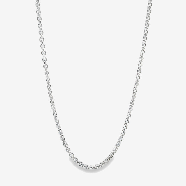 Silver Squared Curb Chain Necklace, 50cm
