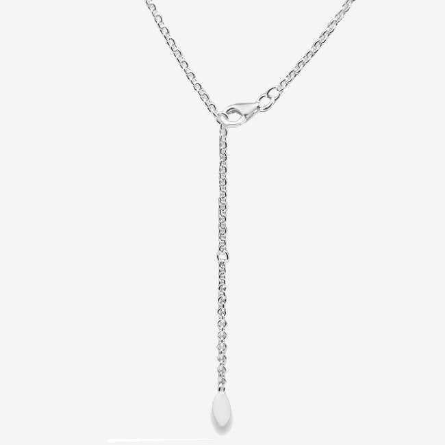 Rhodium Silver Squared Curb Chain Necklace, 50cm