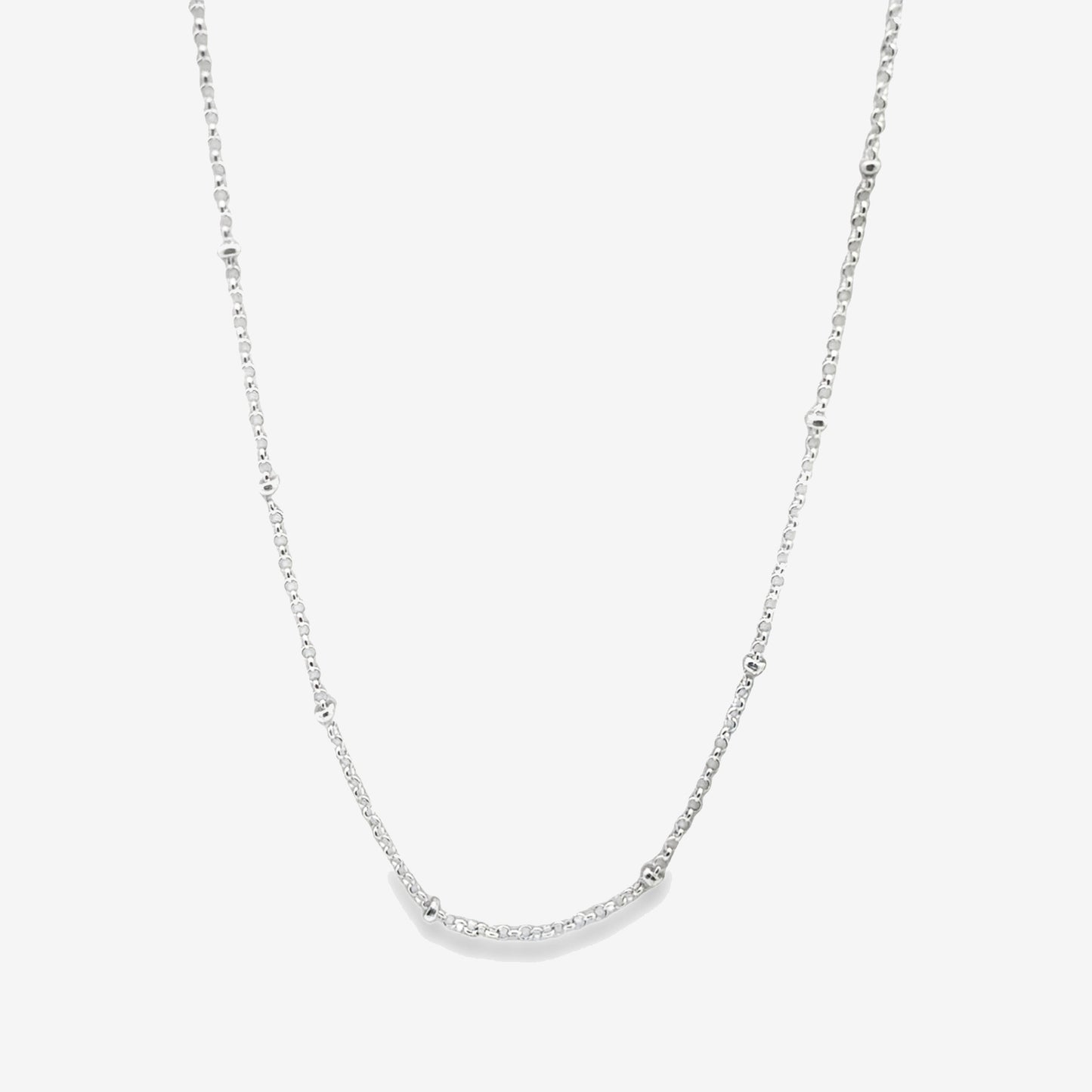 Silver Intermittent Beaded Chain Necklace, 45cm
