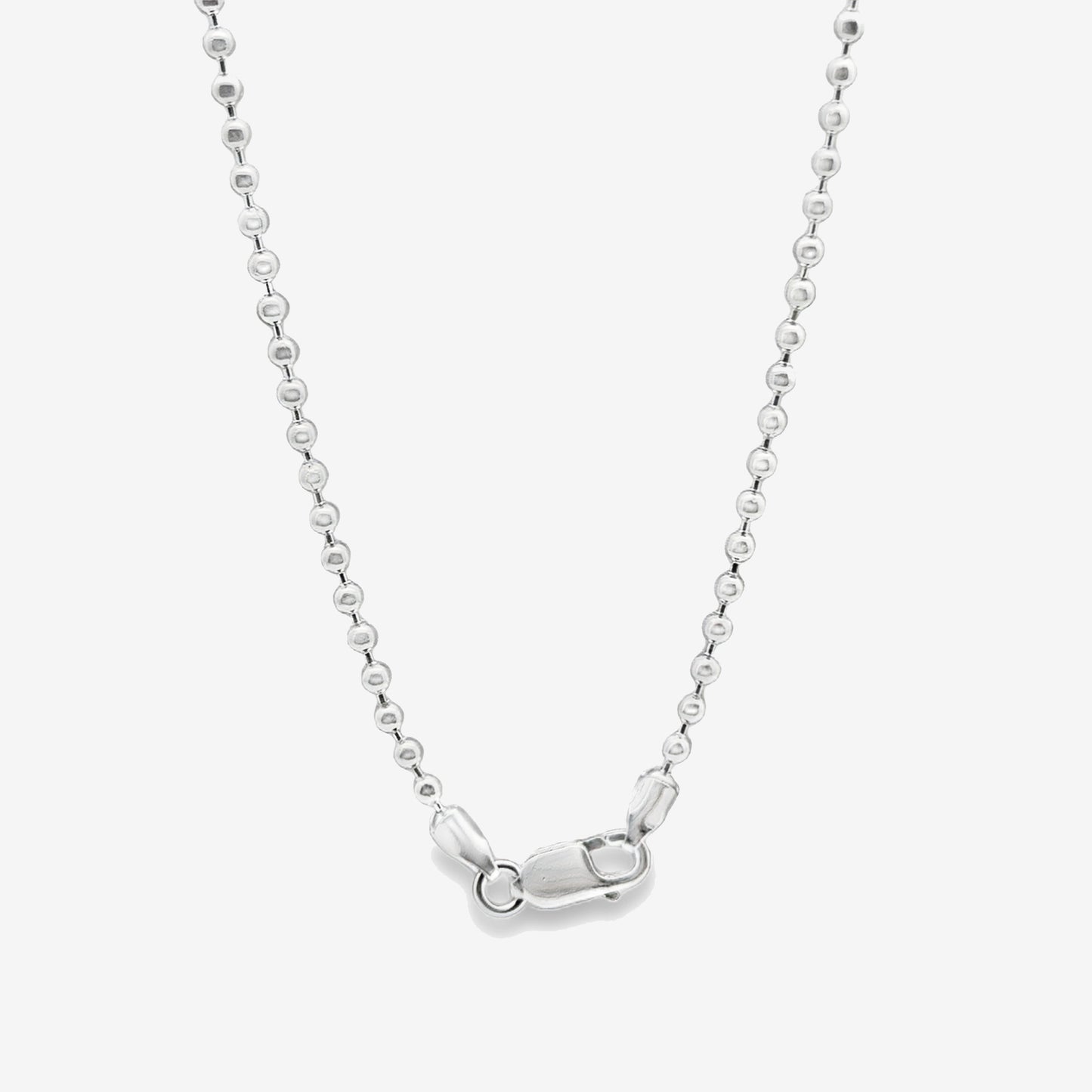Silver Beaded Chain Necklace, 45cm