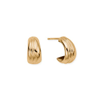 Gold Waves Huggie Hoop Earrings