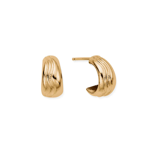 Gold Waves Huggie Hoop Earrings