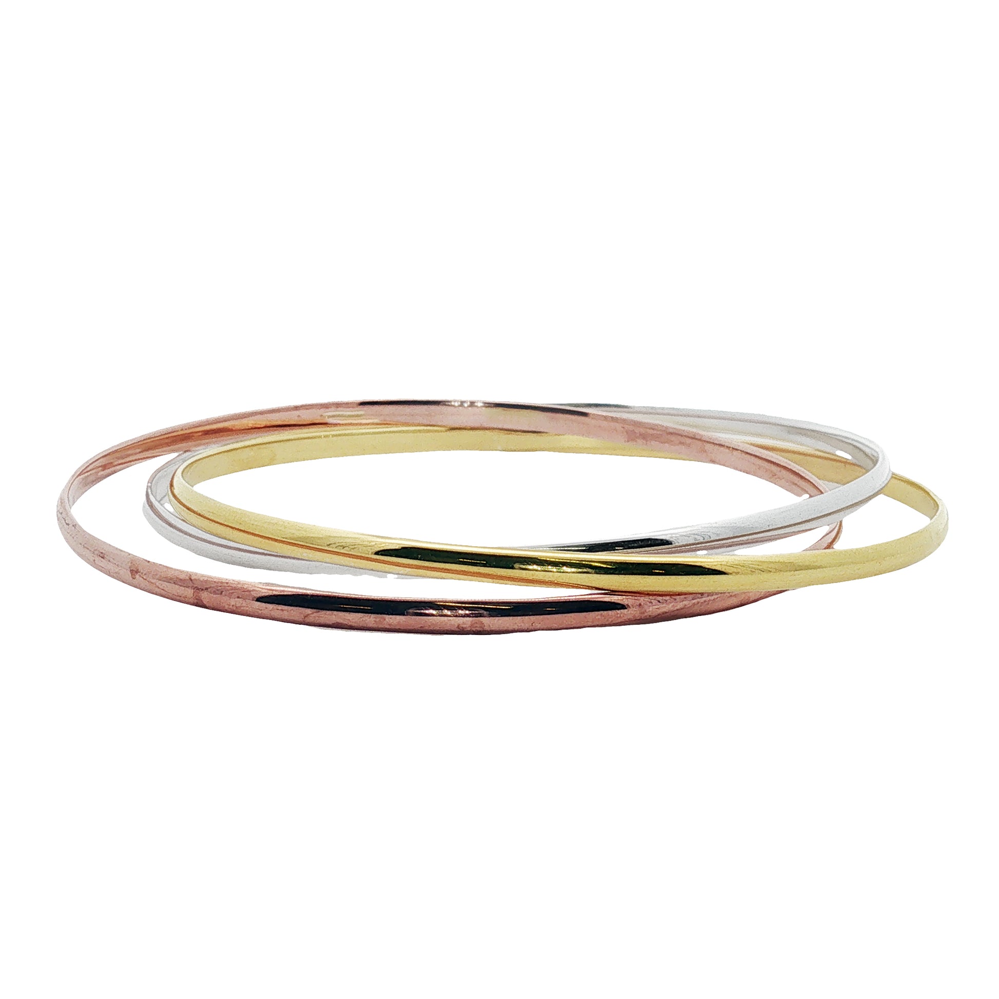 Grace & Co Silver, Gold & Rose Gold Trio Stacking Bangle