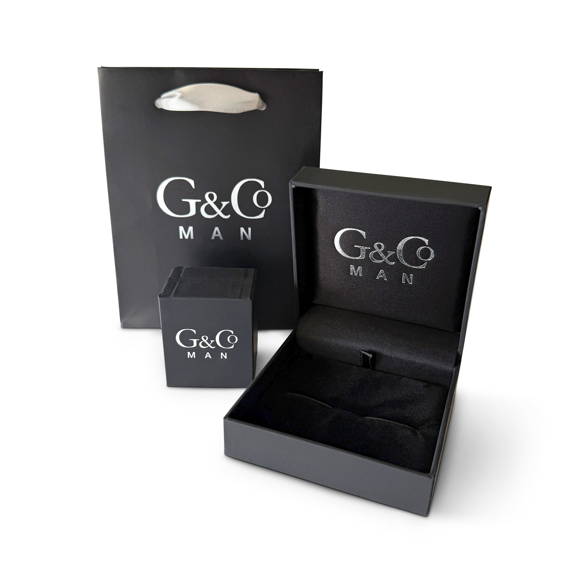 Grace & Co Men's Rhodium Plated Silver & Black CZ Cross Single Stud Earring