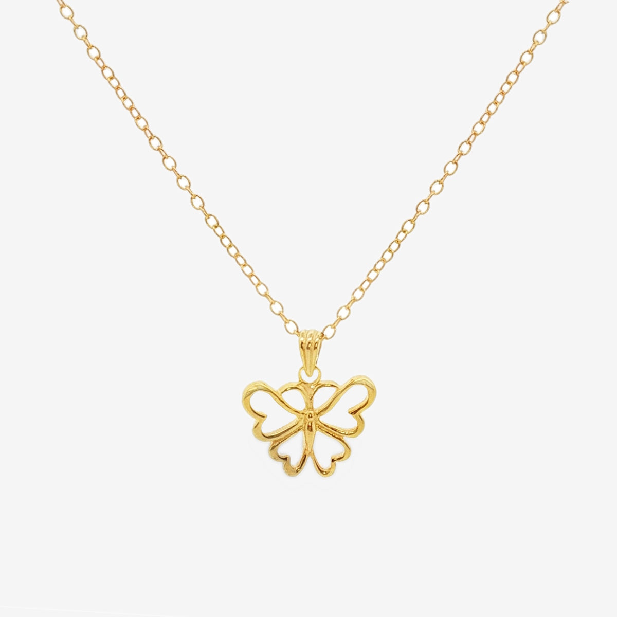 Gold Openwork Butterfly Pendant Necklace