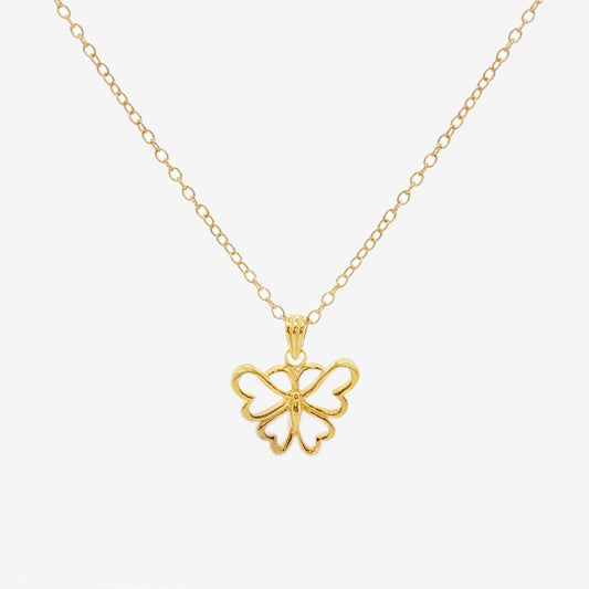 Gold Openwork Butterfly Pendant Necklace