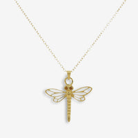 Gold Openwork Dragonfly Pendant Necklace