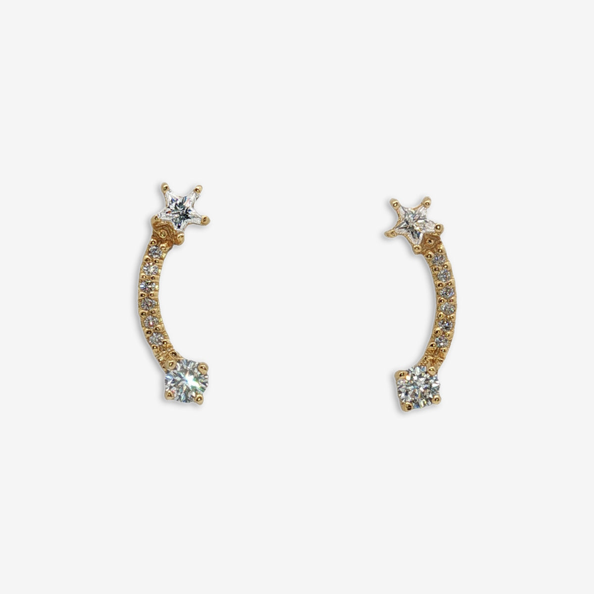 Grace & Co Gold & CZ Shooting Star Drop Earrings