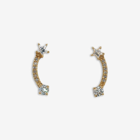 Gold & CZ Shooting Star Drop Earrings