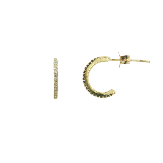 Grace & Co Gold Small CZ Half-Hoop Stud Earrings