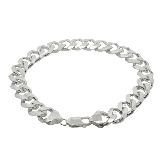 Grace & Co Men's Chunky Diamond-Cut Flat Curb Bracelet, 20cm
