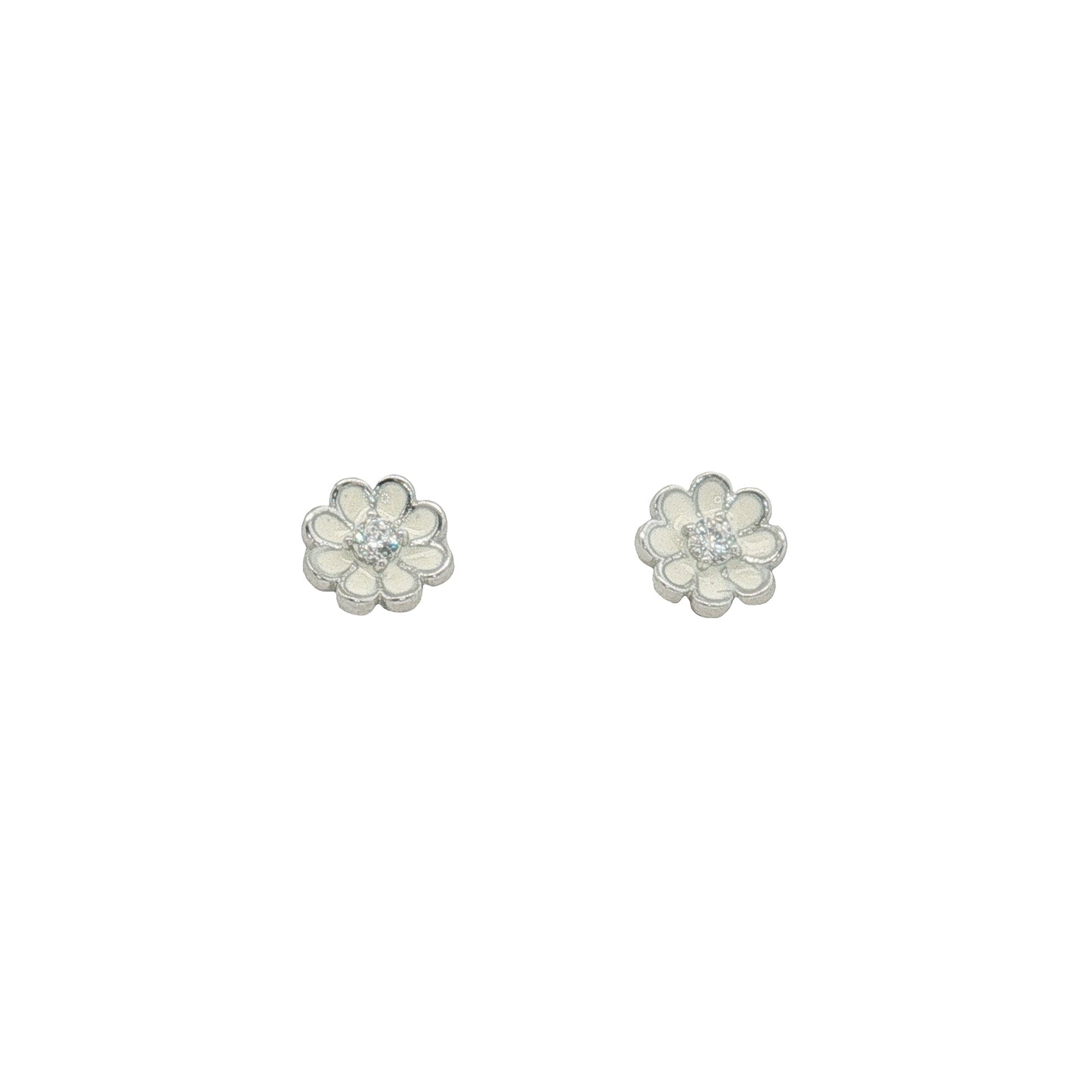 Grace & Co Silver & Enamel Flower Stud Earrings