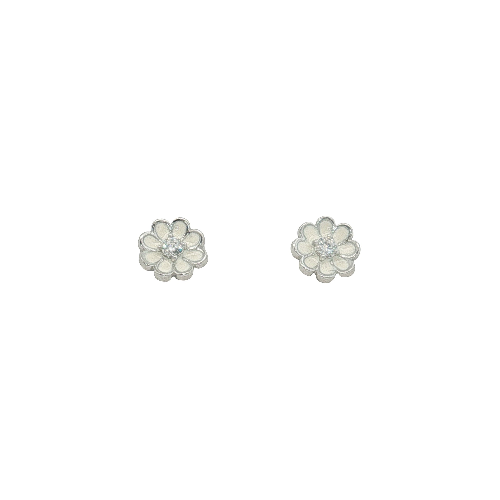 Grace & Co Silver & Enamel Flower Stud Earrings