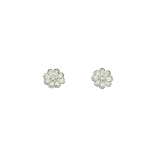 Grace & Co Silver & Enamel Flower Stud Earrings
