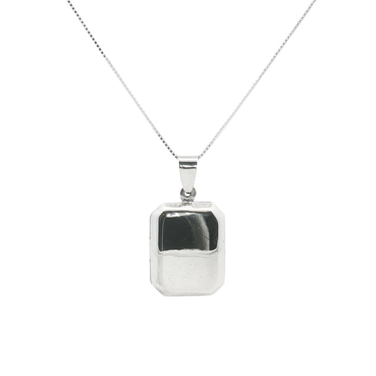 Grace & Co Silver Rectangle Locket Pendant Necklace, 45cm