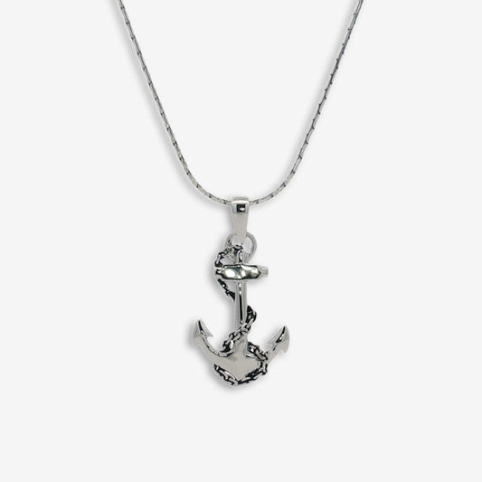Grace & Co Silver Rope & Anchor Pendant