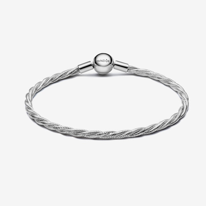 Pandora Round Clasp Twisted Snake Chain Bracelet, 19cm, 593757C00-19